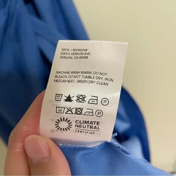 Reformation “Olea” Puff Sleeve Wrap Dress in Dusk Blue – Size Large (NWT) - Picture 7 of 14